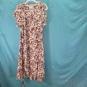 Ten Sixty Sherman Womens Floral Print Wrap Dress Medium